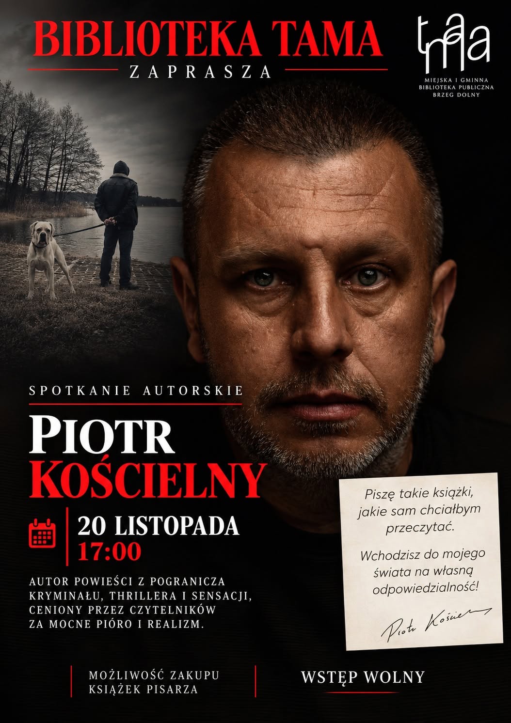 Plakat spotkanie z&nbsp;Piotrem Kościelnym